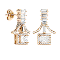 Baguette Fringe Halo Earrings