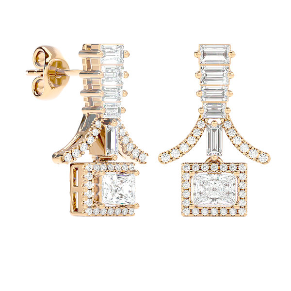 Baguette Fringe Halo Earrings