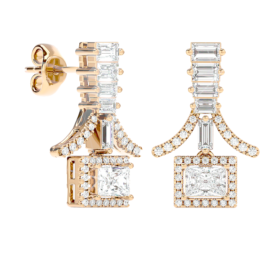 Baguette Fringe Halo Earrings