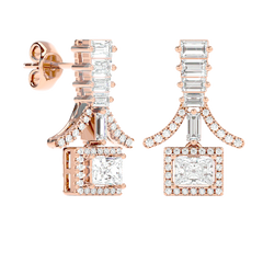 Baguette Fringe Halo Earrings