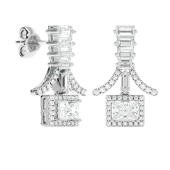 Baguette Fringe Halo Earrings