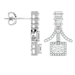 Baguette Fringe Halo Earrings