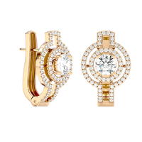 Double Halo Circle Drop Earrings