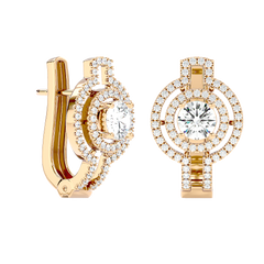 Double Halo Circle Drop Earrings