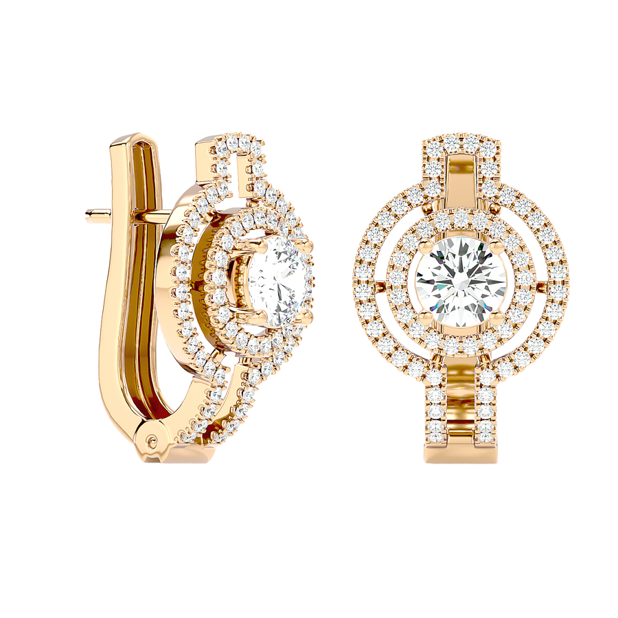 Double Halo Circle Drop Earrings