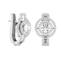 Double Halo Circle Drop Earrings