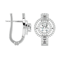 Double Halo Circle Drop Earrings