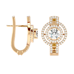 Double Halo Circle Drop Earrings