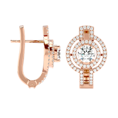 Double Halo Circle Drop Earrings