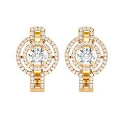 Double Halo Circle Drop Earrings