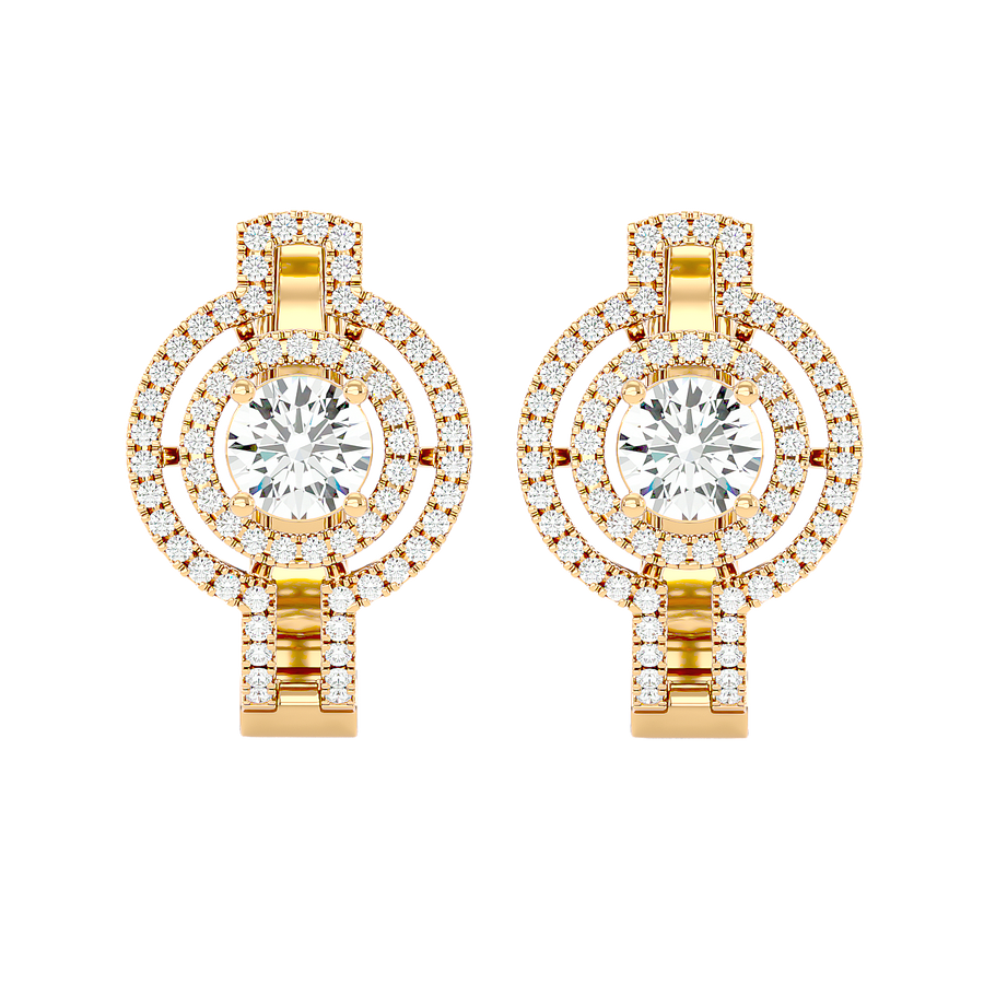 Double Halo Circle Drop Earrings