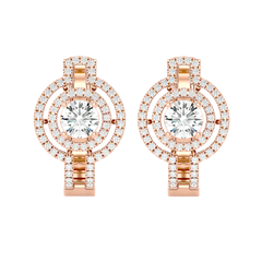 Double Halo Circle Drop Earrings