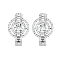 Double Halo Circle Drop Earrings