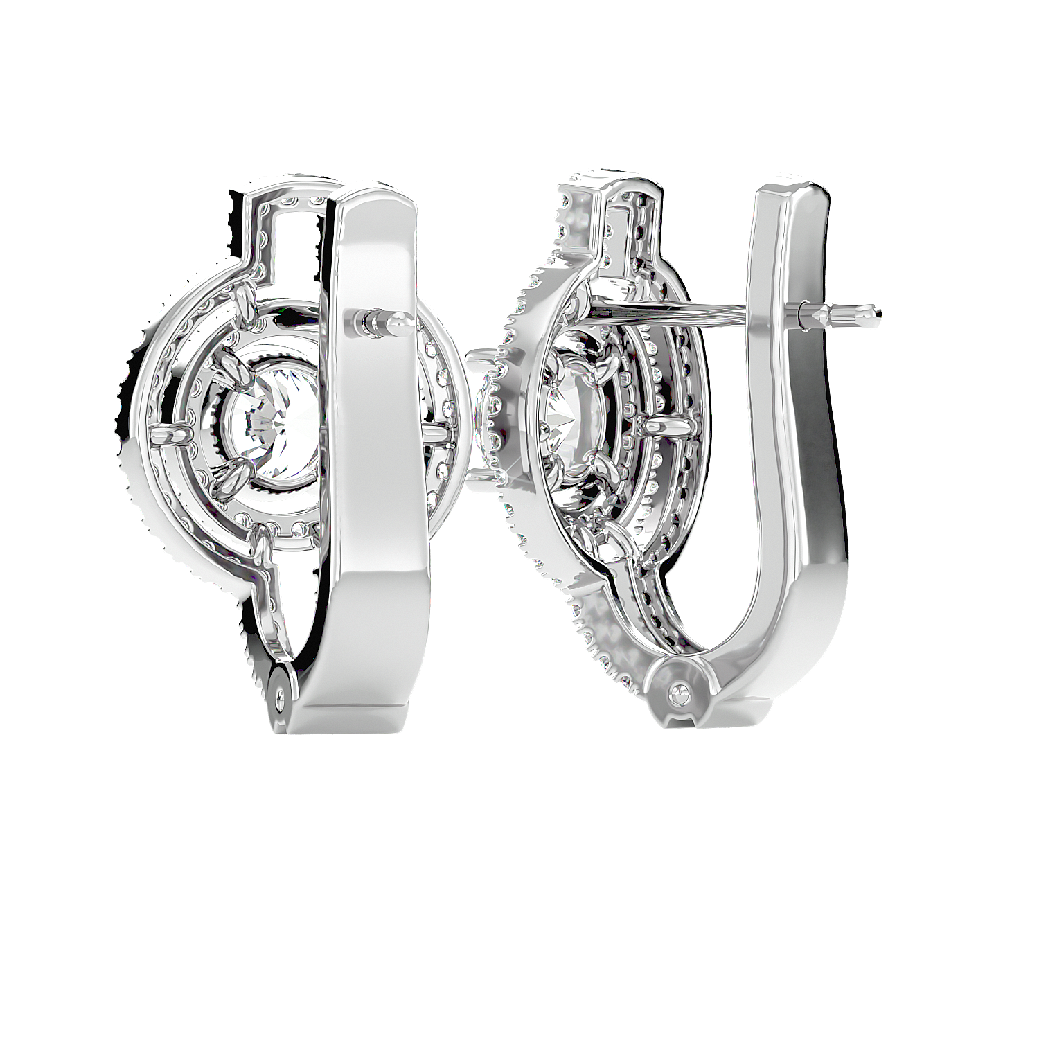 Double Halo Circle Drop Earrings