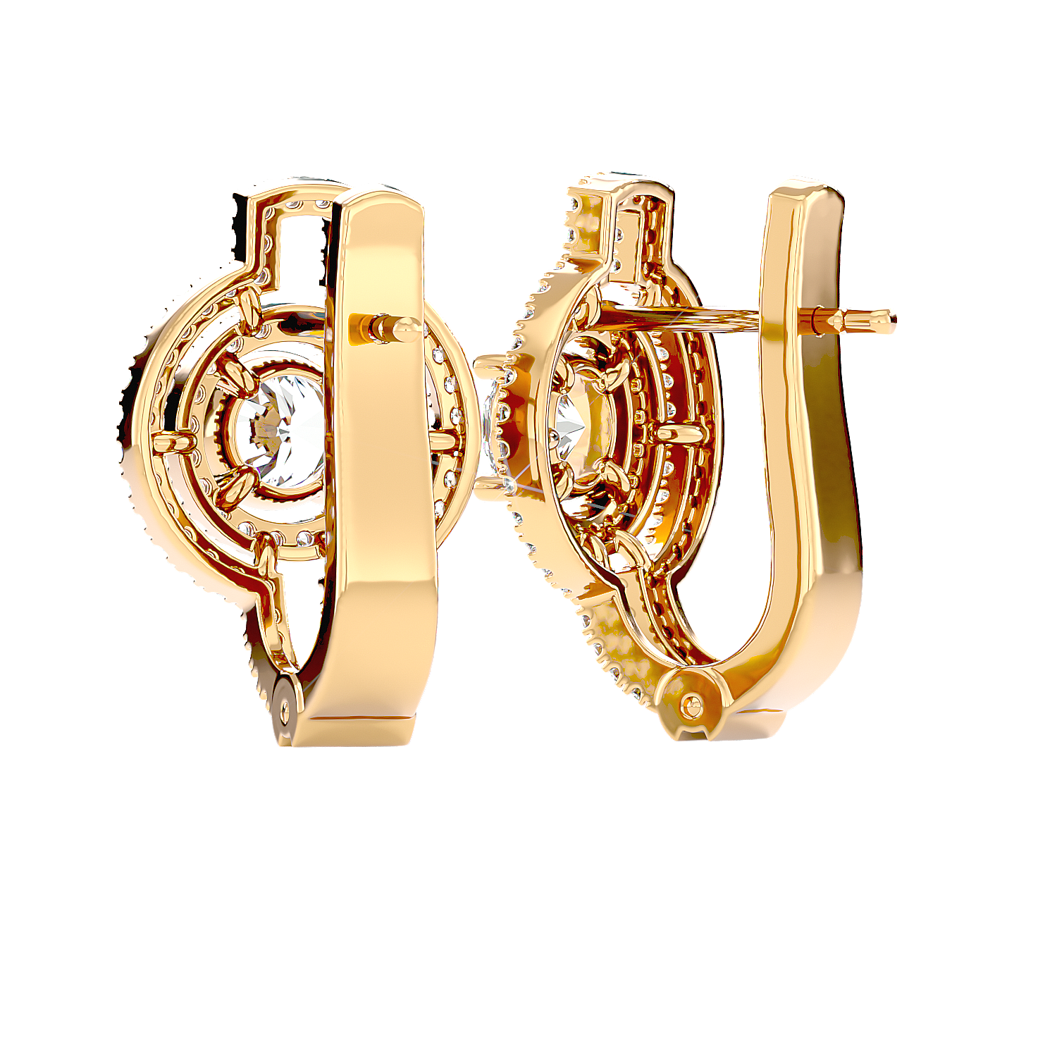 Double Halo Circle Drop Earrings