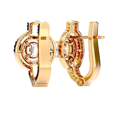 Double Halo Circle Drop Earrings