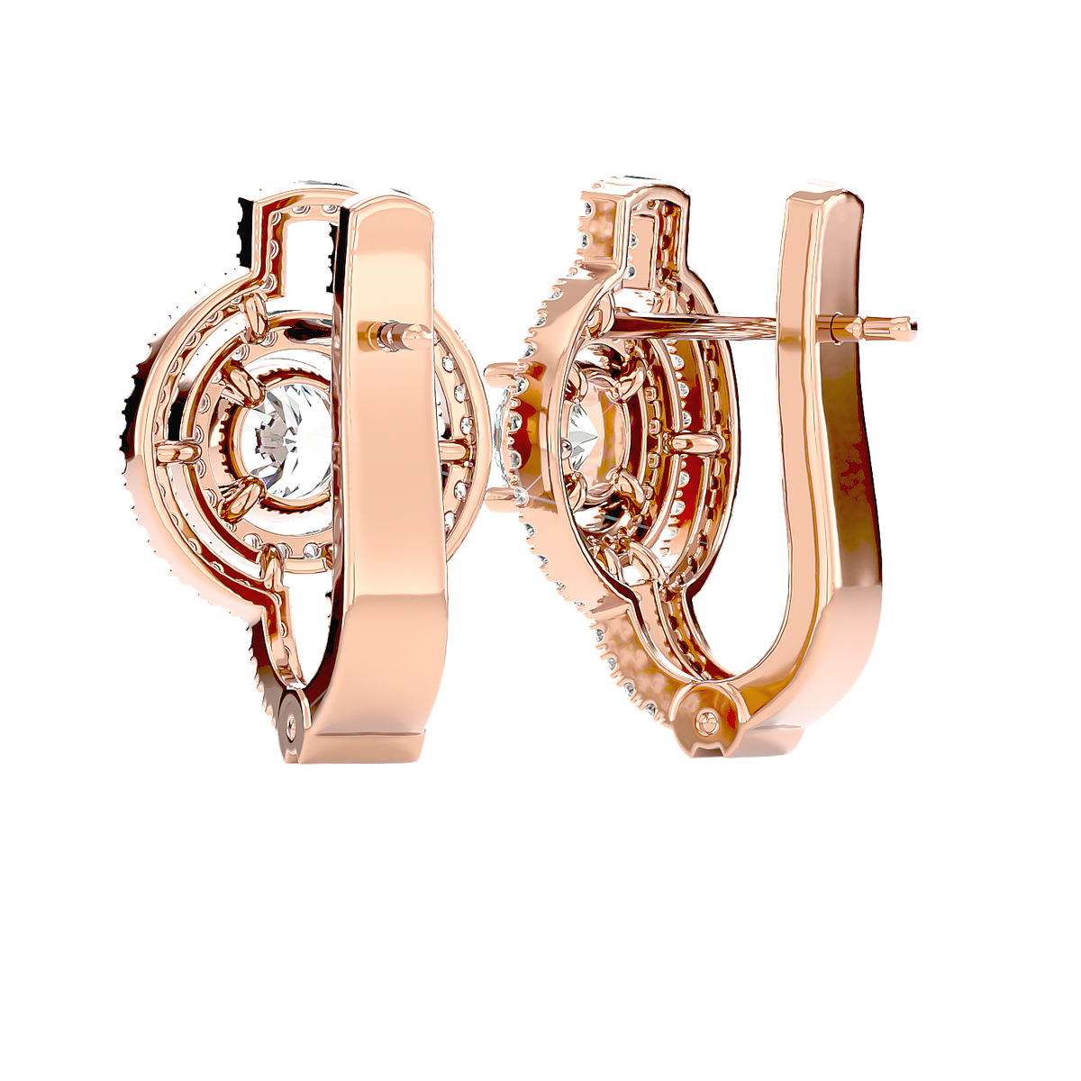 Double Halo Circle Drop Earrings