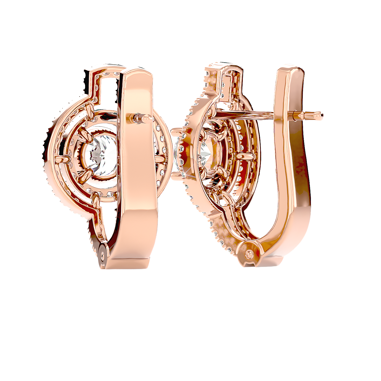 Double Halo Circle Drop Earrings
