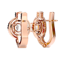 Double Halo Circle Drop Earrings
