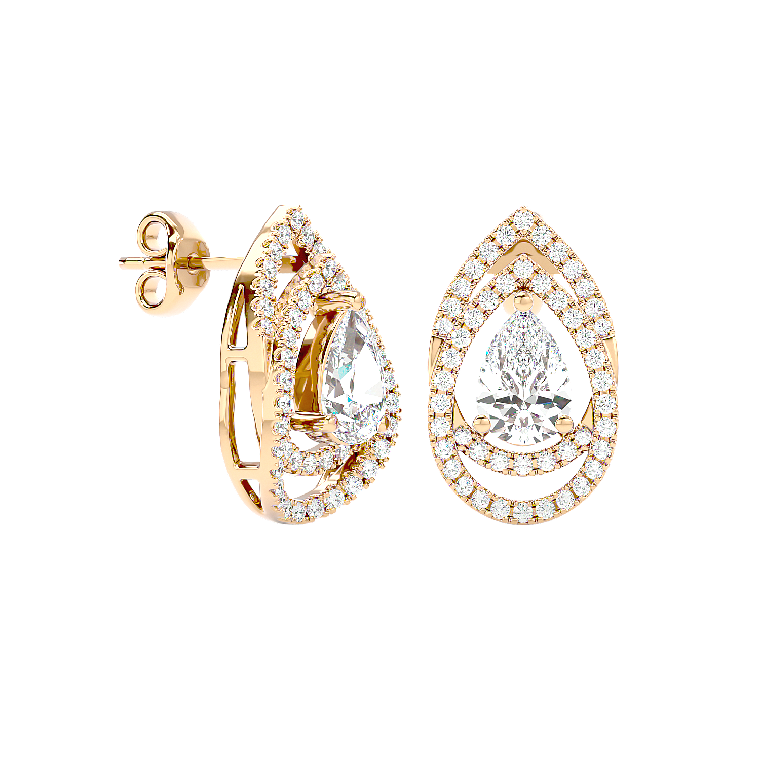 Pear Halo Diamond Earrings