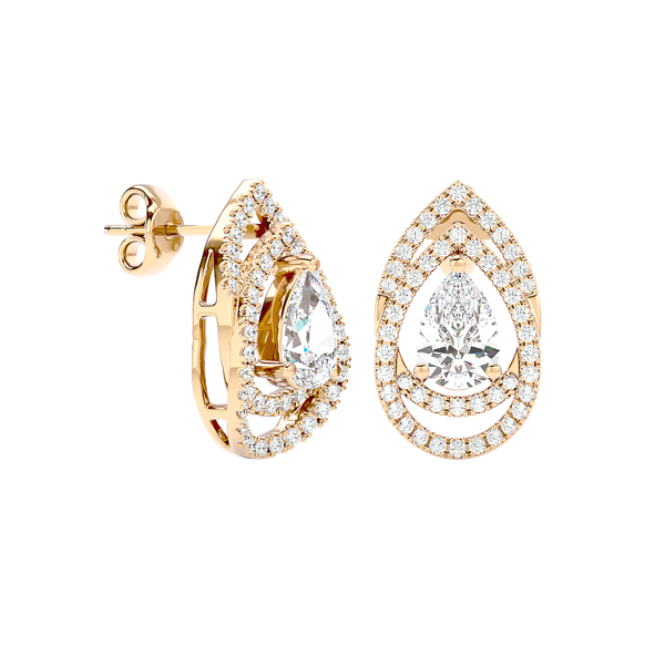 Pear Halo Diamond Earrings