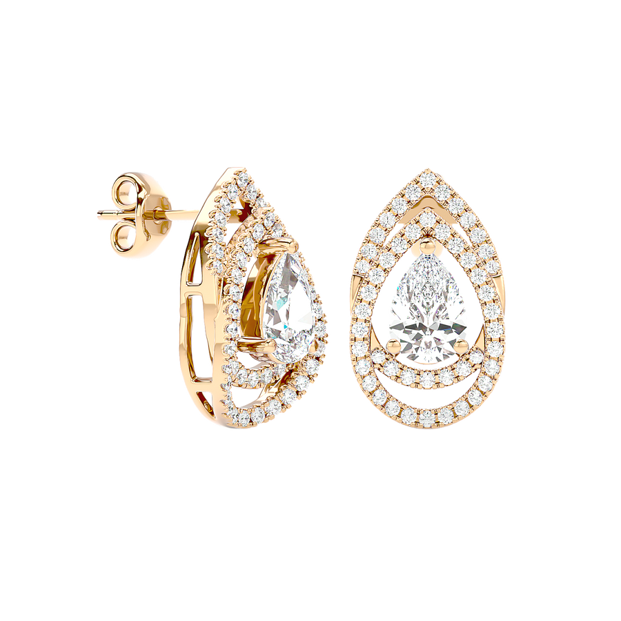 Pear Halo Diamond Earrings