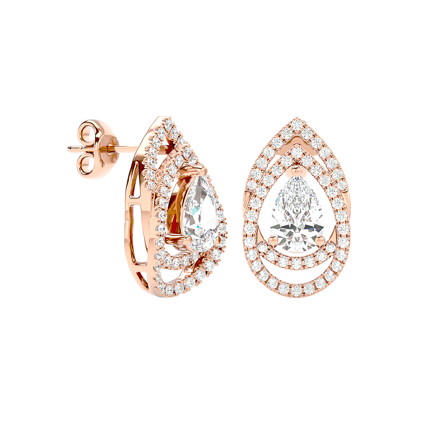 Pear Halo Diamond Earrings