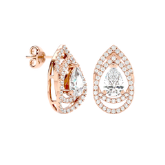 Pear Halo Diamond Earrings