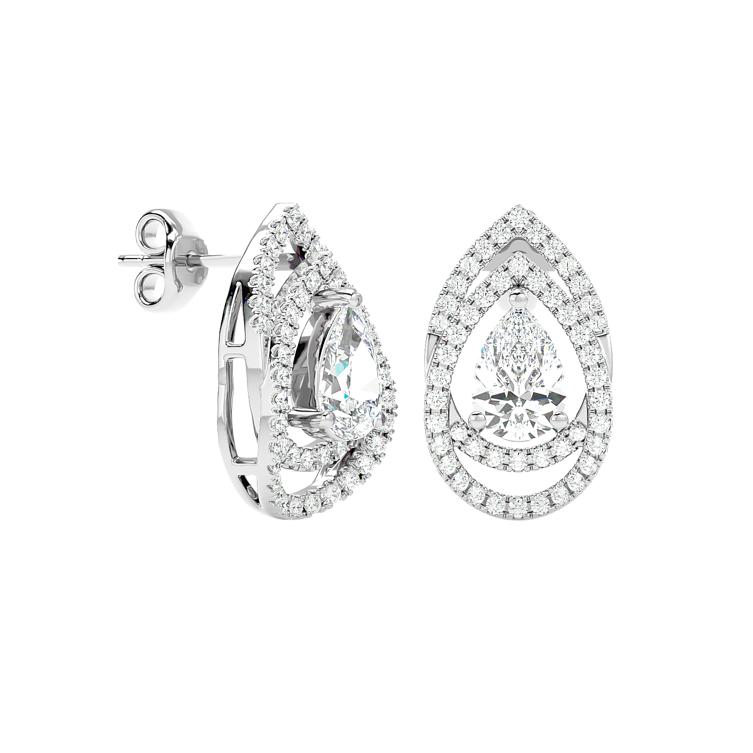 Pear Halo Diamond Earrings