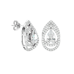 Pear Halo Diamond Earrings