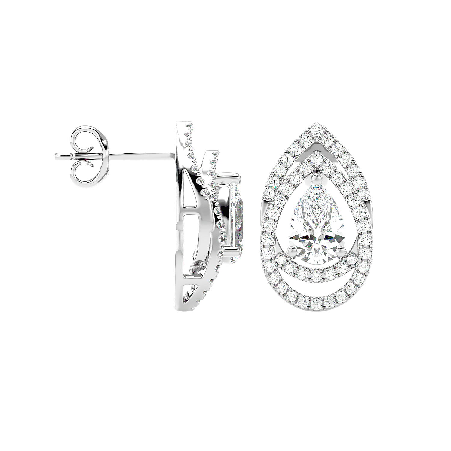 Pear Halo Diamond Earrings