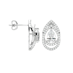 Pear Halo Diamond Earrings