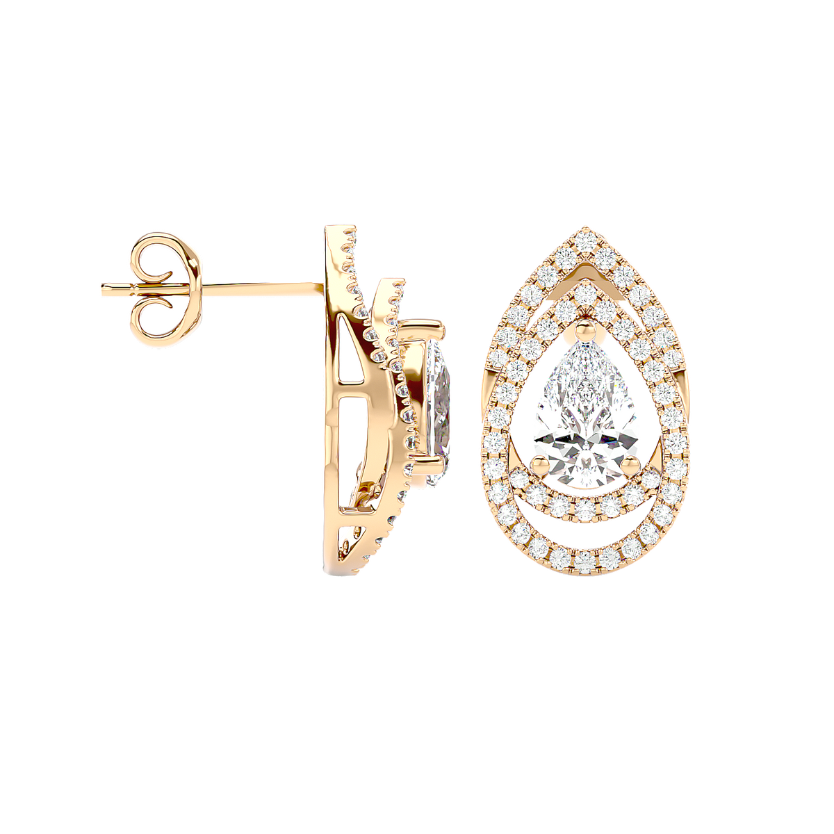 Pear Halo Diamond Earrings