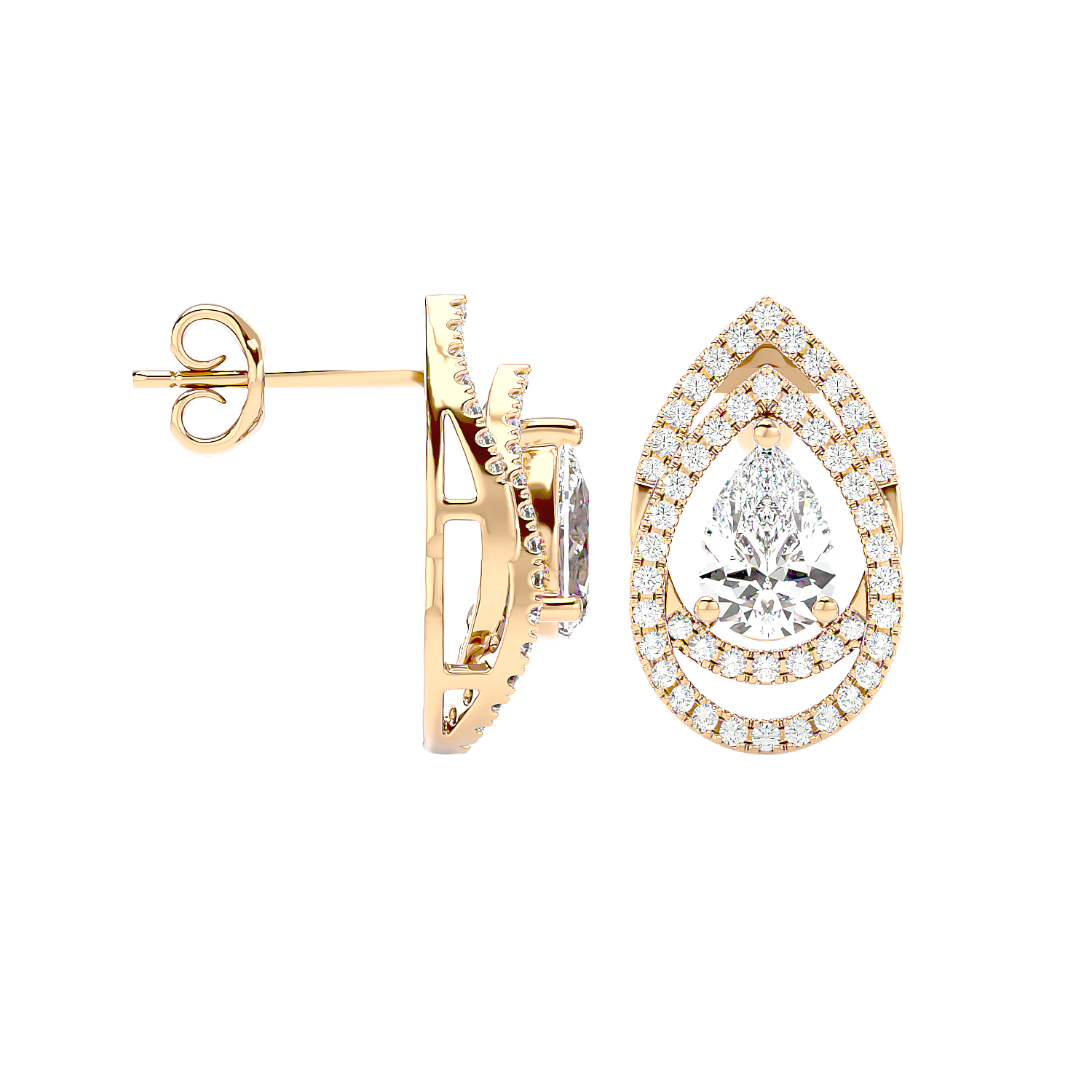 Pear Halo Diamond Earrings