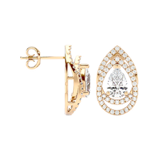 Pear Halo Diamond Earrings