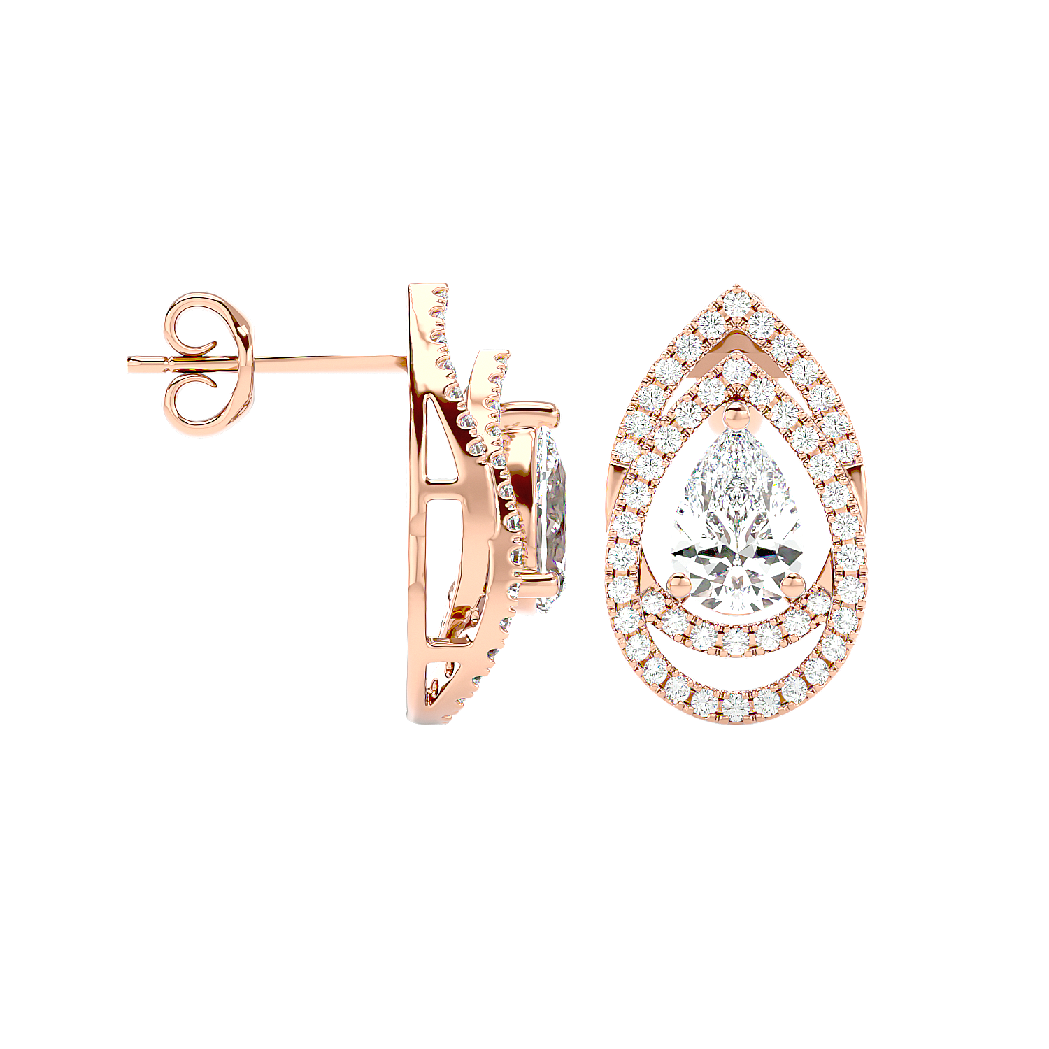 Pear Halo Diamond Earrings