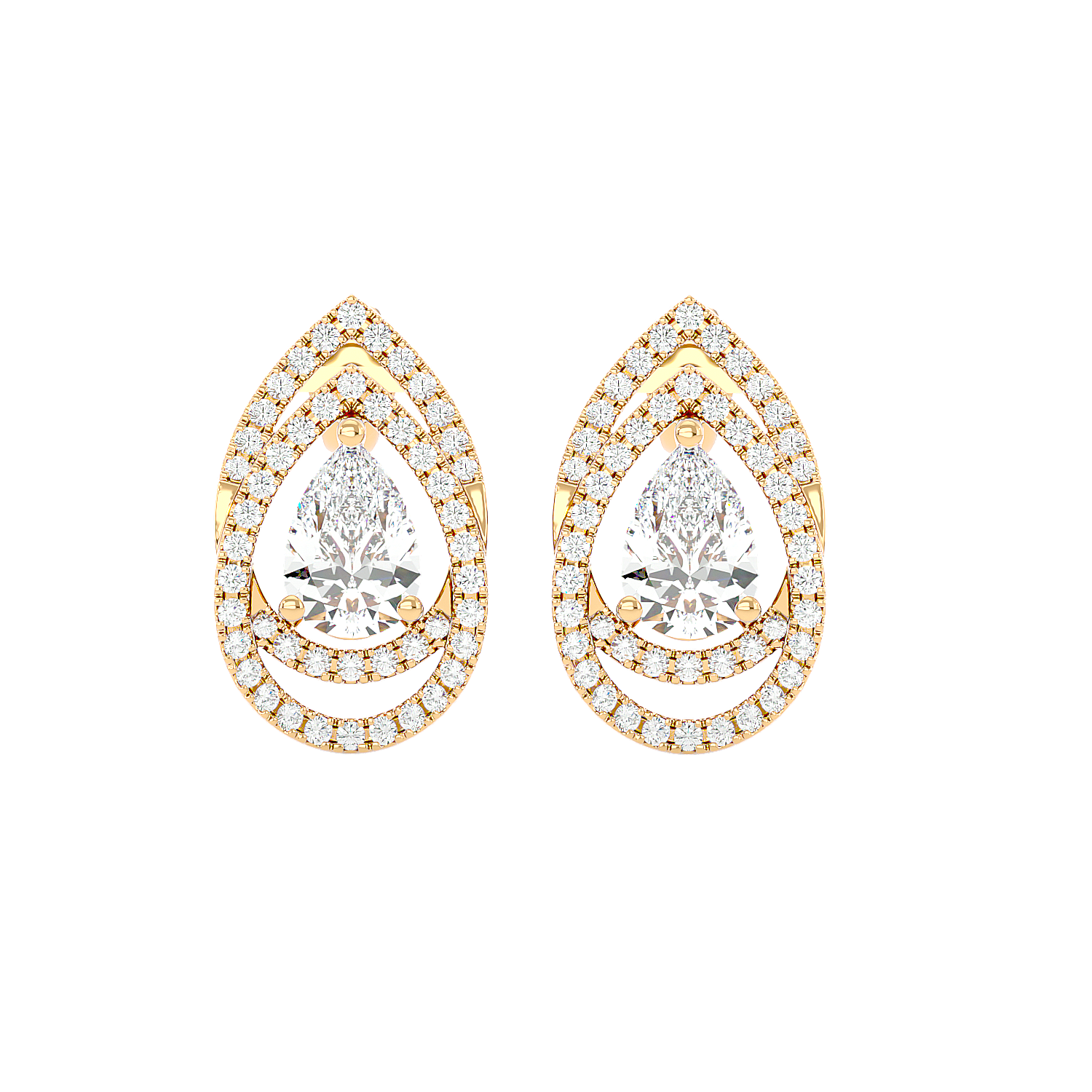 Pear Halo Diamond Earrings