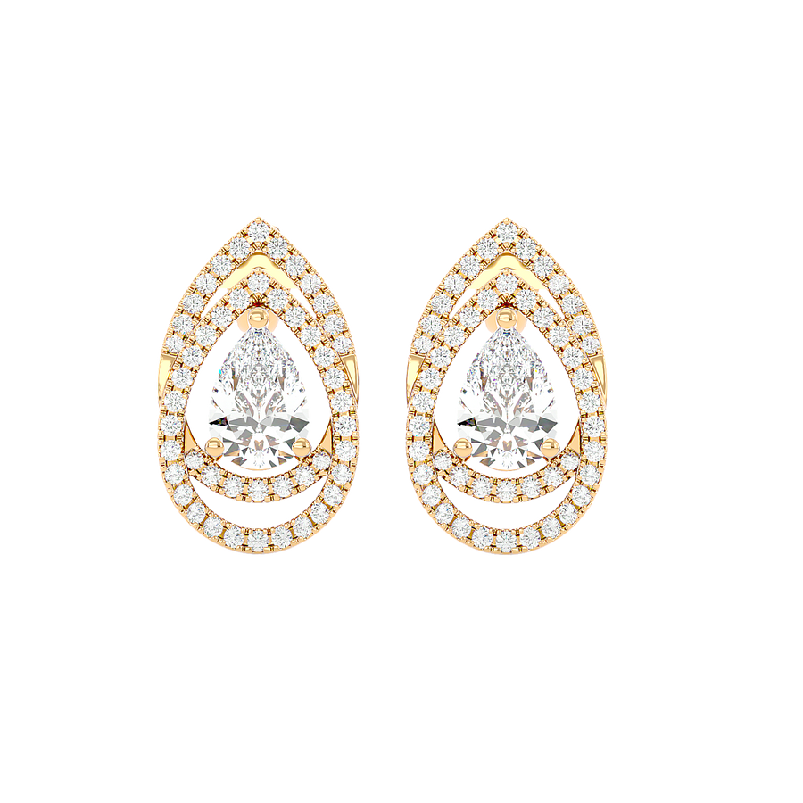 Pear Halo Diamond Earrings