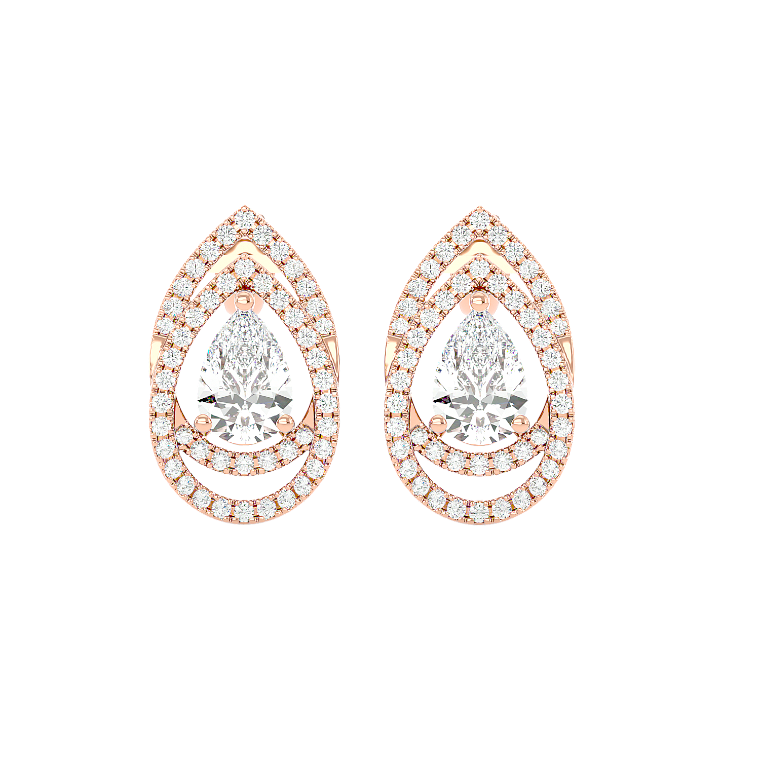 Pear Halo Diamond Earrings