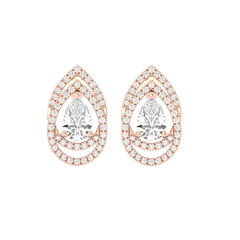Pear Halo Diamond Earrings