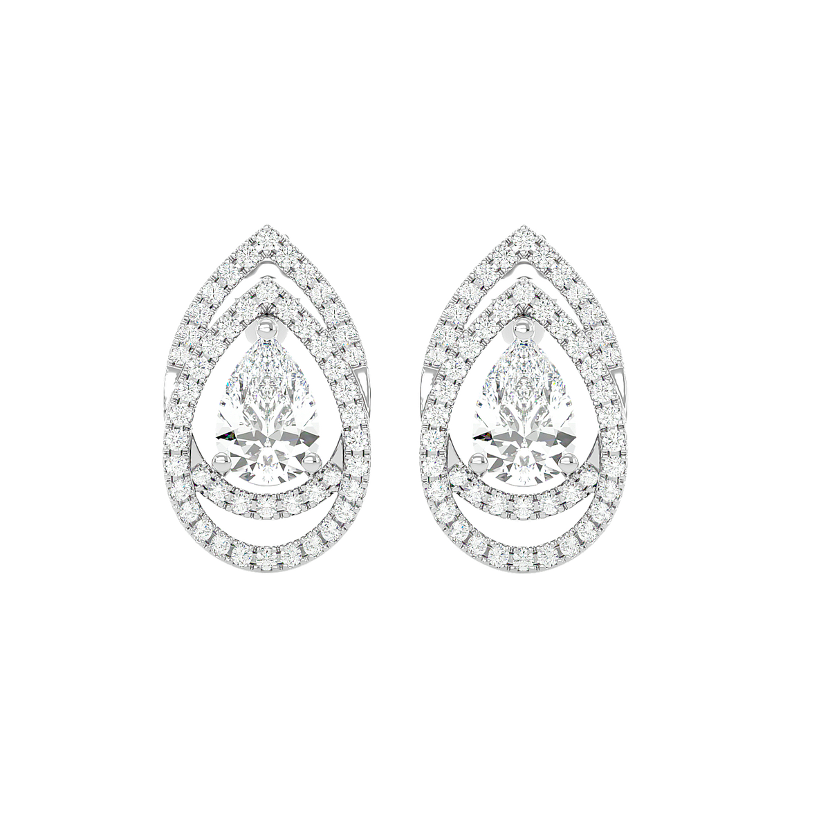 Pear Halo Diamond Earrings