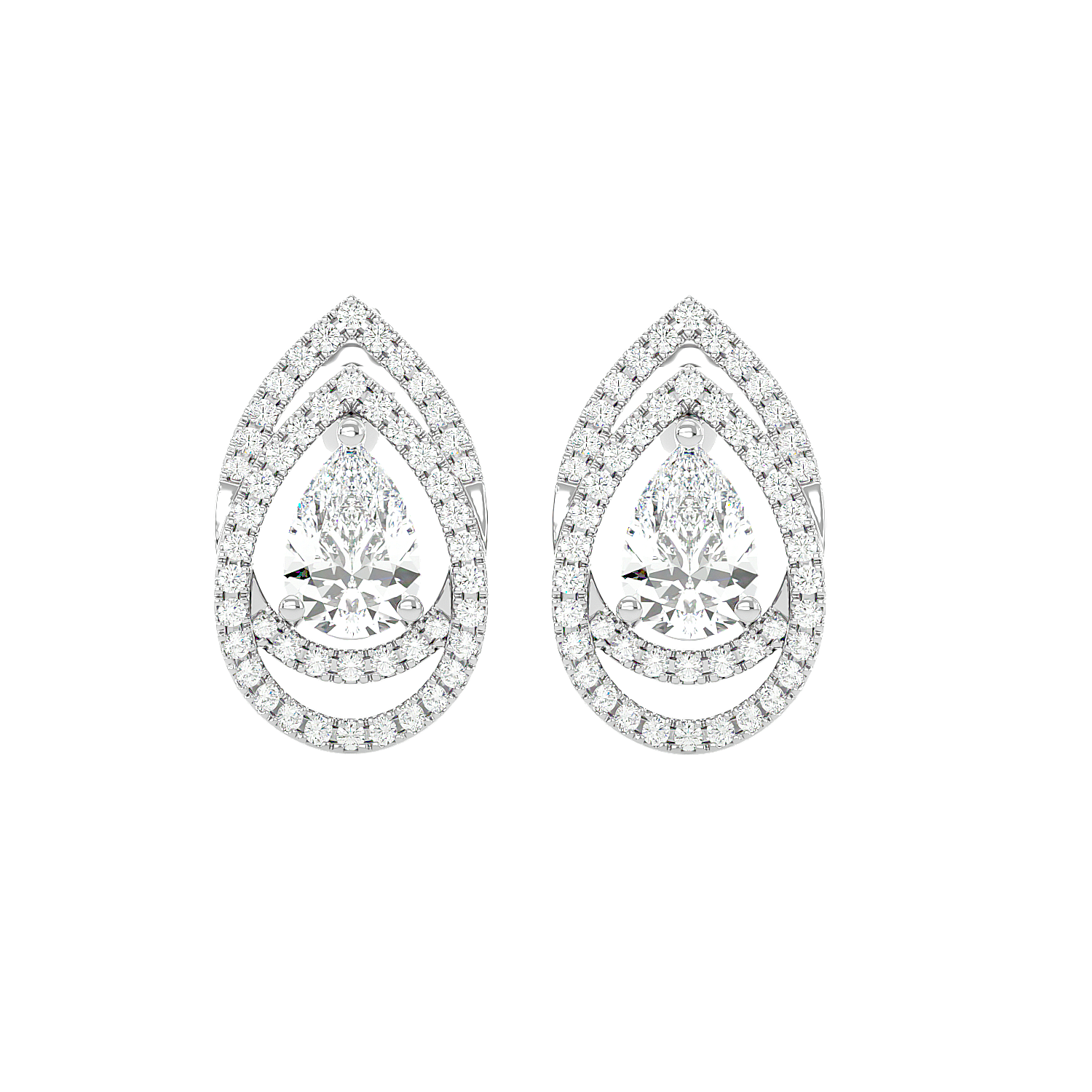 Pear Halo Diamond Earrings