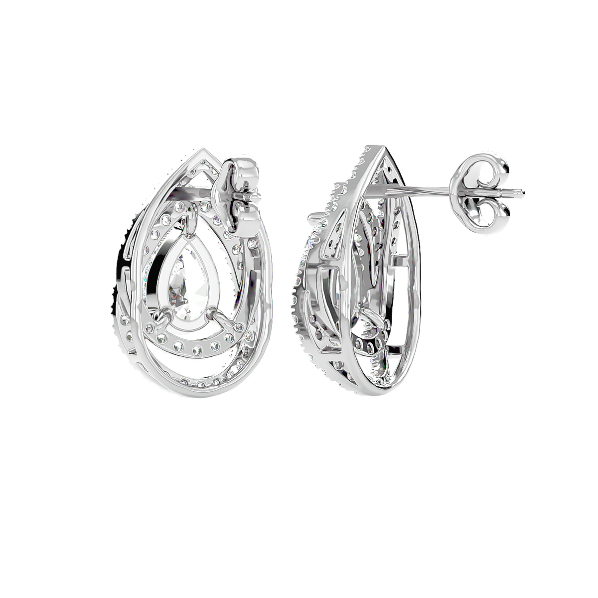 Pear Halo Diamond Earrings