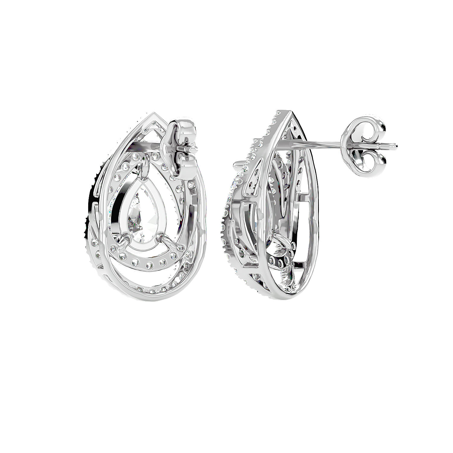 Pear Halo Diamond Earrings