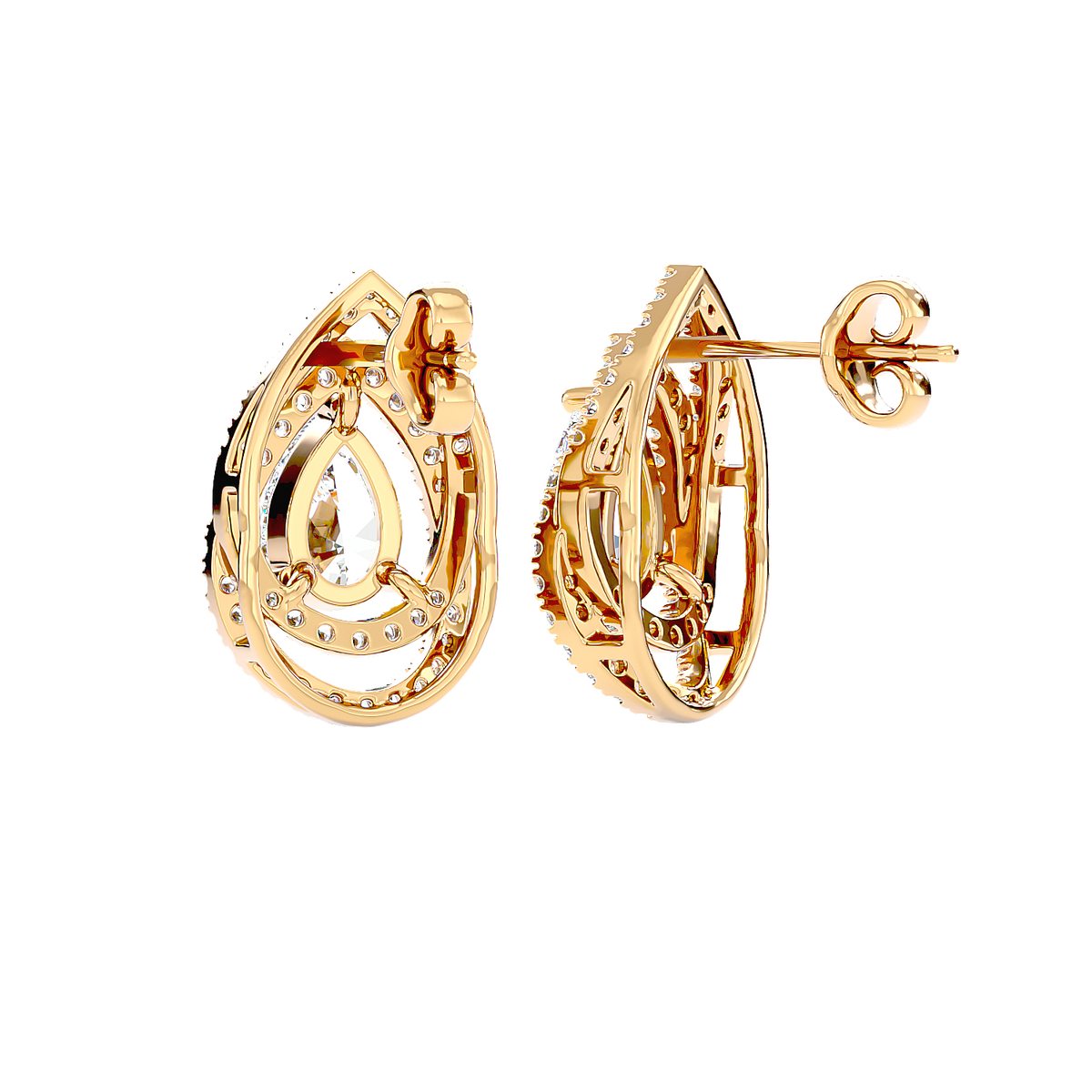 Pear Halo Diamond Earrings