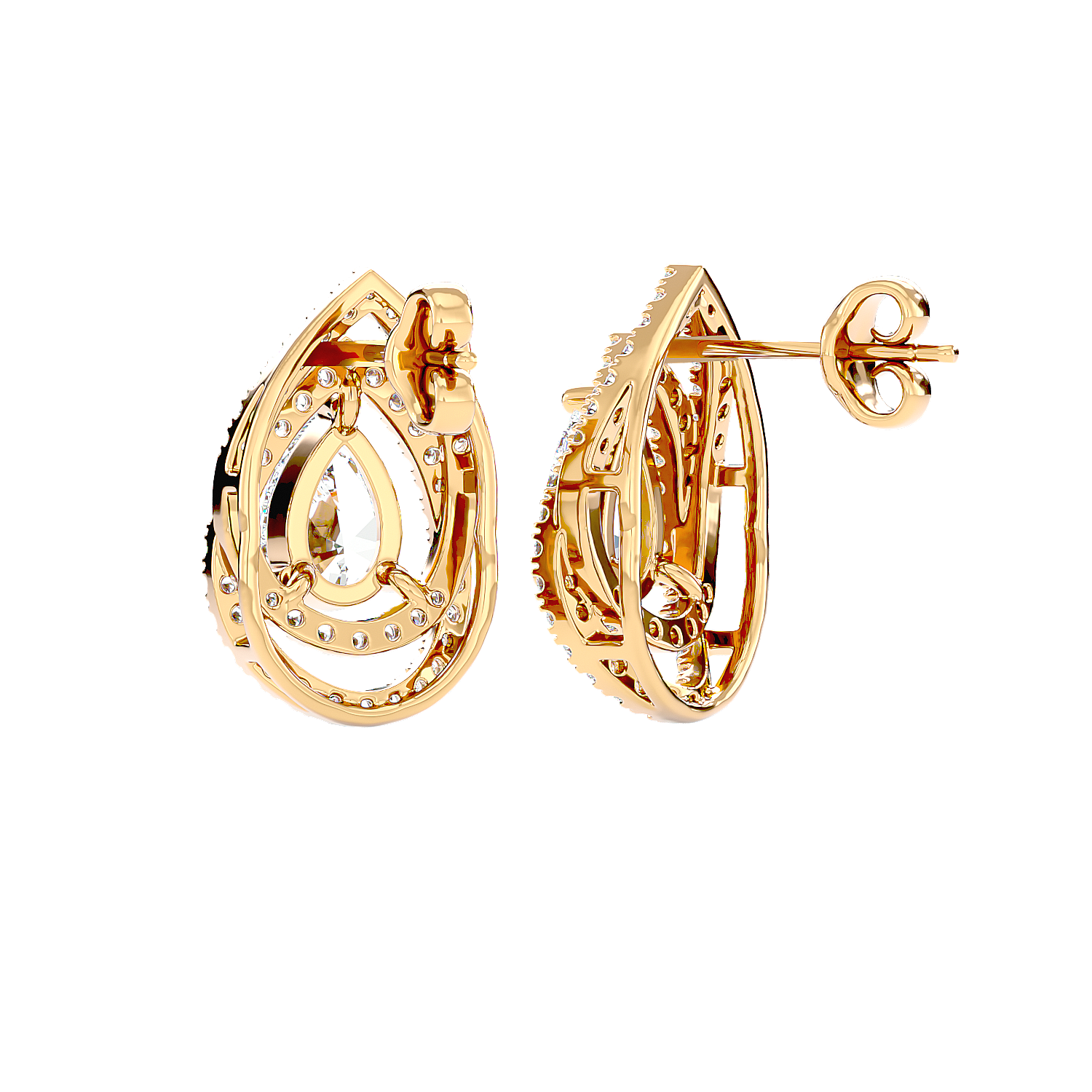 Pear Halo Diamond Earrings