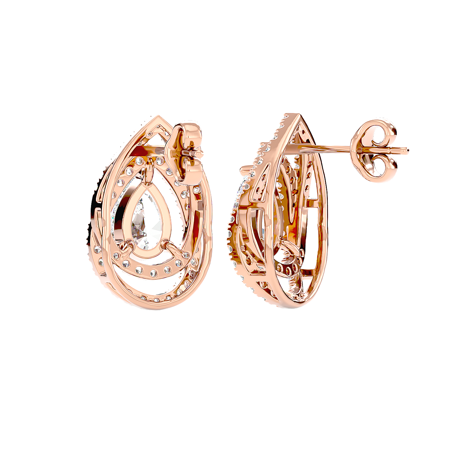 Pear Halo Diamond Earrings