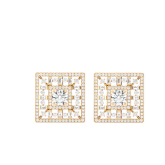 Square Cluster Diamond Stud Earrings