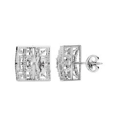 Square Cluster Diamond Stud Earrings