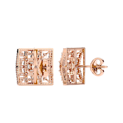Square Cluster Diamond Stud Earrings